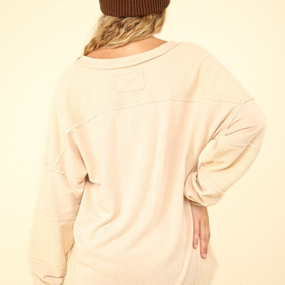 Washed Knit V-Neck Oversized Top - Picture 2 of 3